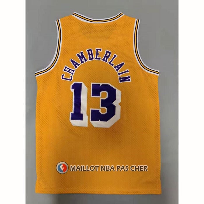 Maillot Los Angeles Lakers Wilt Chamberlain NO 13 Mitchell & Ness 1971-72 Jaune